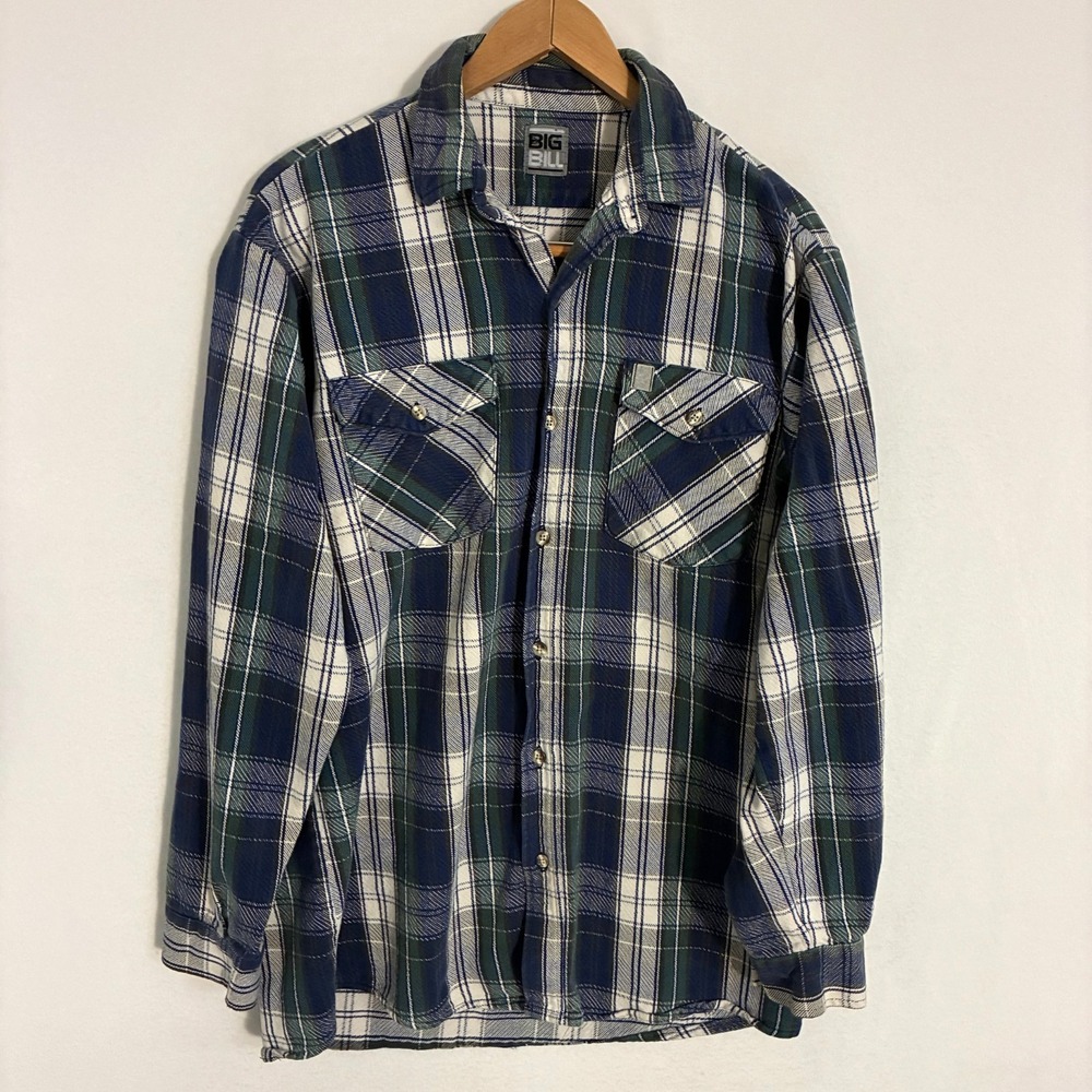 Vintage Big Bill Flannel Shirt Fits Men's M Plaid Flap Pockets Gorpcore Outdoor